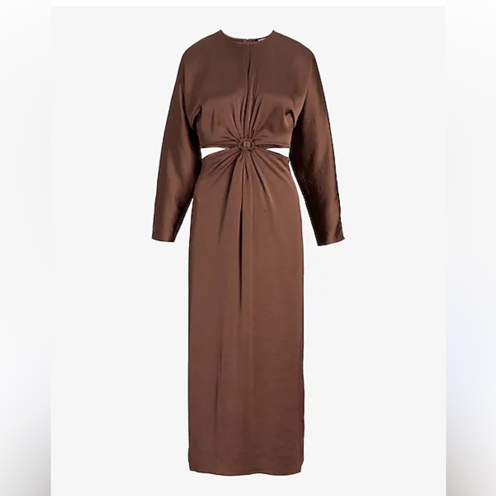 NWT Express chocolate brown cutout midi dress sz 0 - Picture 8 of 8